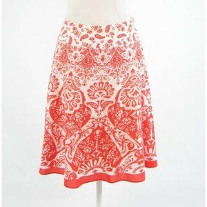 Talbots Orange & White Bandana Print A-Line Skirt